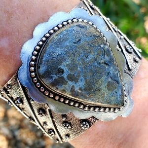 New Marcasite 925 Silver Cuff Bracelet.